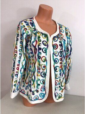 Sara Studio Patchwork Jacket Fun Artsy Pattern Womens Small